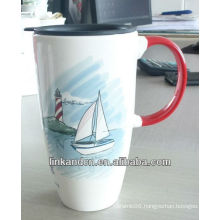 KC-00776 high quality ceramic mug with lid and handle